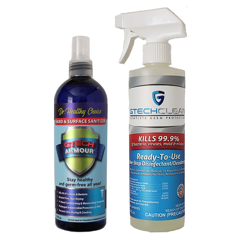 Gtech Clean One Step Disinfectant 16 oz & Gtech Flu Armour 16 oz
